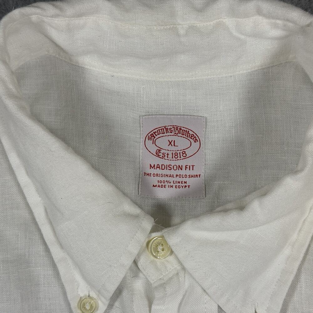 Brooks Brothers Baird McNutt 100% Linen Button Down Shirt Mens XL White Madison - Picture 2 of 13